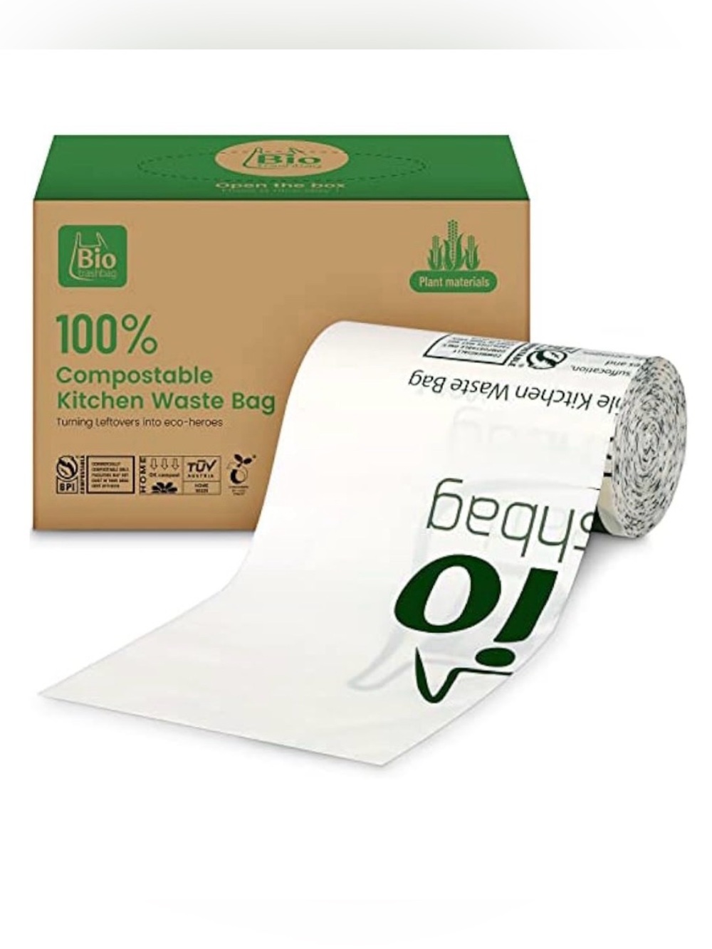 Bio Compostable Kitchen Waste Bags - White 13 gallon 50 pk